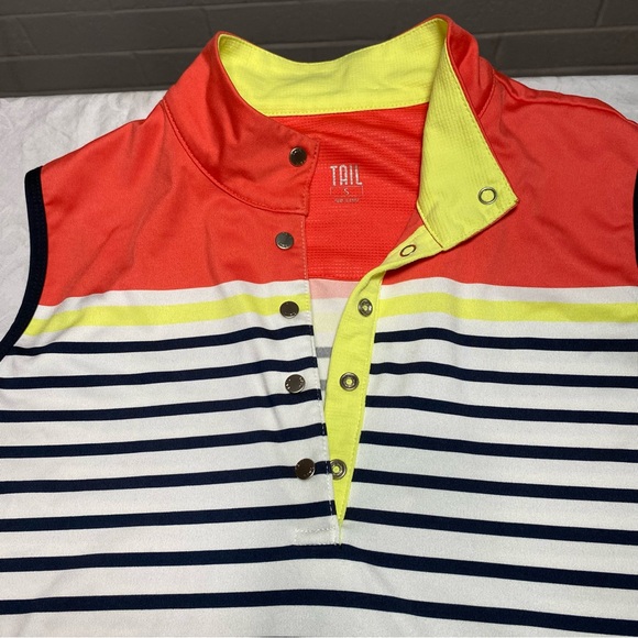 TAIL High End Golf Clothing Women's Striped Snap Up Collared Top Small Colorful - Picture 4 of 10